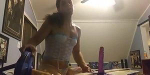 Sissy Kayla vs two dildos