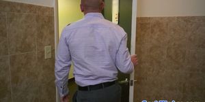 Jock employee gets assfucked and spills cum