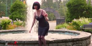 FFstockings - Mature Julia Gets Wet in Public in her Lingerie