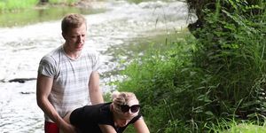 Sweet Teen public screw with horny stranger fan from  , she have orgasm in nature (free) (River Donovan, amateur )