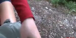 Teen blows in a public park