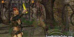 เซ็กซี่ 3D การ์ตูน Lara Croft toying หีเปียกของเธอ (Jamie Lee, Lara Craft)