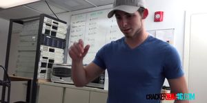 Director gives employee the real deal by sticking his cock in his ass - video 1