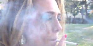 Kagney Linn Karter Smoking (with ruined make-up)