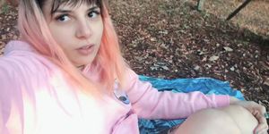 diaper girl shows off her diaper in the park
