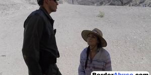 A very hot brunette girl must satisfy border agent if wants to enter in the country