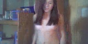 Cute teen girl stripping on webcam