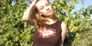 Teen Strips Outdoors And Plays With Her Pussy