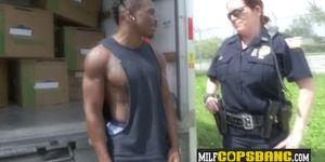 Horny Female Cops take turns to Suck and Lick this BIG Black Cock in public watch the action Now