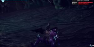 Purple futa demon fucking bats in a cave.