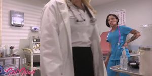 GirlGrind - Ebony nurse Honey Gold worships Dr Kleio Valentien's pussy