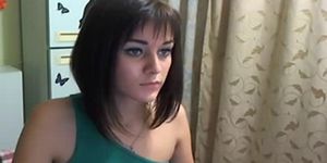 Sexy russian brunette dancing and fingering