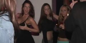 Des filles désireuses de baiser clignotent leurs parties sexy lors d'une orgie VIP hardcore