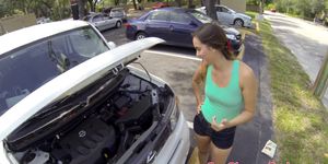 Pulled over teen fucked in POV action