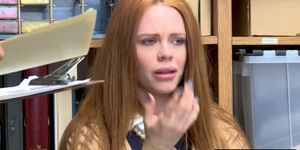 Redhead shoplifter Ella Hughes gets her wet pussy rammed by officers