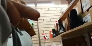 Horny gay flashes his cock in a supermarket