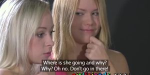 Girlfriends Perfect boobs blonde and her lesbian lover watch films
