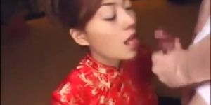 Asian bukkake cutie loves cum play