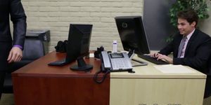 BIG DICKS AT SCHOOL - Boss drills office fuckbuddy on his desk