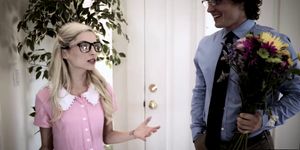 Petite teen trades virginity to save her nerdy boyfriend (Piper Perri)