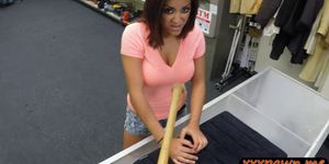 Latina pawning a baseball bat ends up fucking the pawn guy