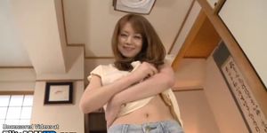 Japanese sweet girlfriend takes care of her man