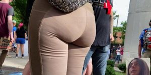 Candid 4k - Mia Khalifa Look-a-like in Brown Spandex (VPL) (Mia Callista)