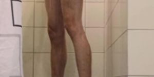 Jerking off in the gym shower