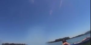 Inner Tube Blowjob on Public Lake