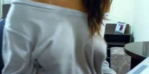 This girl shows her tits front the webcam - video 1