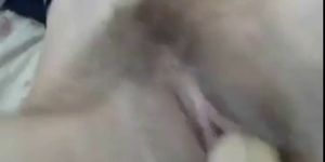 Hot Hairy Girl rides a dildo on webcam