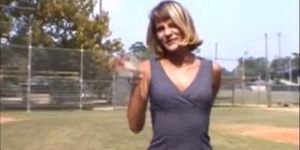 Girl strips COMPLETELY naked on school baseball field