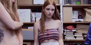 Busty redhead MILF and teen thieves fucked on CCTV (Lauren Phillips, Scarlett Snow)