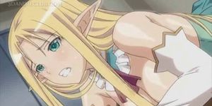 Excited anime blonde fucked hard from back squirts loads