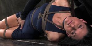 Hogtied sub tormented by her dominant