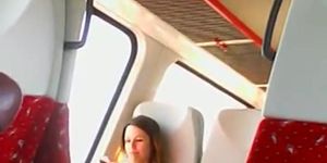Horny flash hot young woman on the train