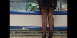 Medias con costura negras minifalda pvc negra p2