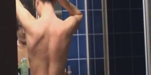 Ultra thin girl showering body