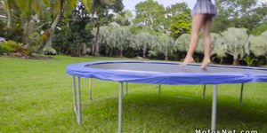 Perv watching teen bouncing on trampoline (Ivy Rose)
