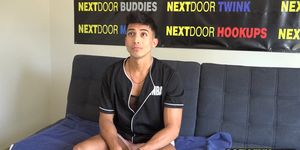 Latino twink questioned and masturbated for an audition