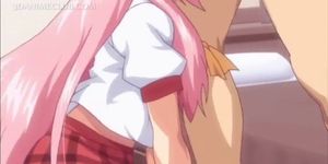 Petite anime schoolgirl blowing large cock in close-up