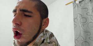MASIVE CUM IN FACE AND MOUTH He Drink All