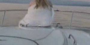 kirsten on a boat