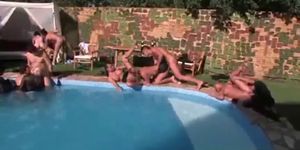 Drunk chicks fucked in holes in pool