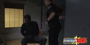 Two cops sharing big black cock - video 1