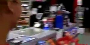 cashier gives custome blow job