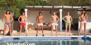 Six naked girls by the pool from poland