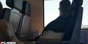 Clever Blonde Teen Peeks On Train