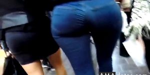 2 sexy teens booty in tight jeans and leggings