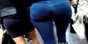 2 sexy teens booty in tight jeans and leggings (amateur )